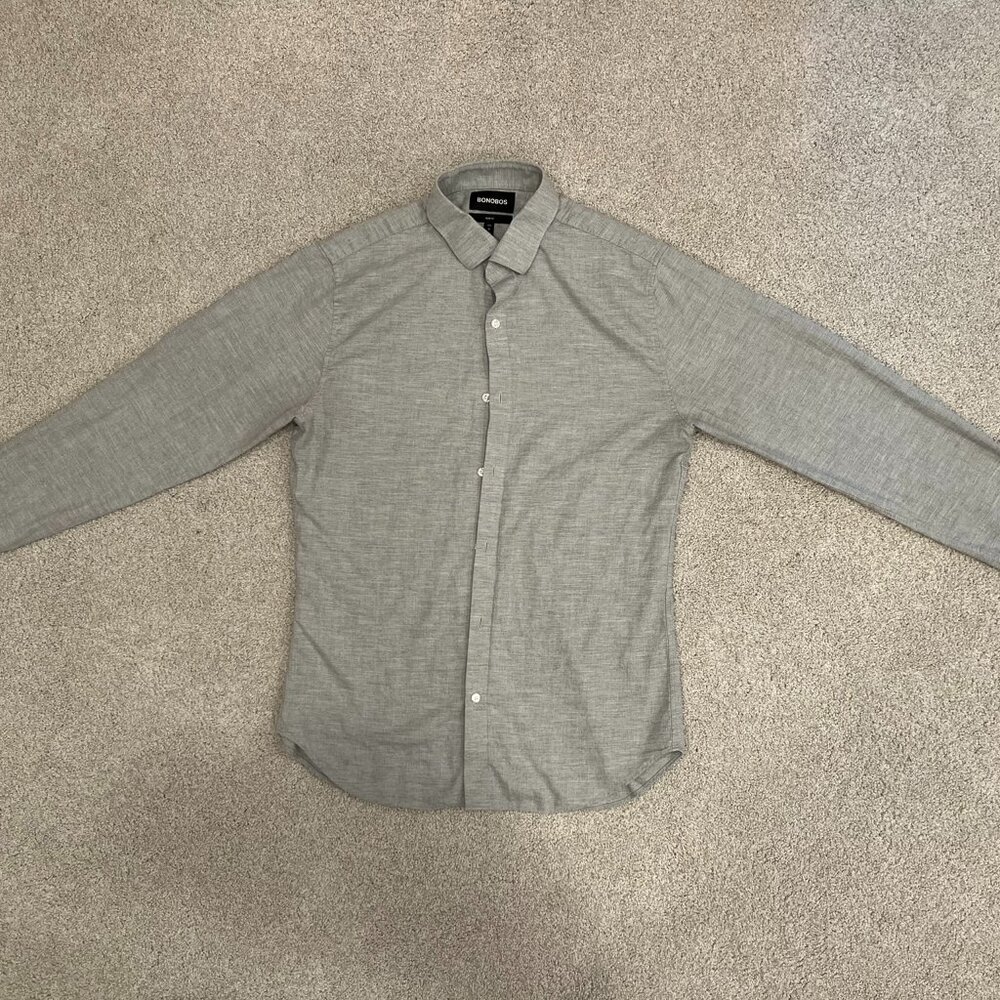 Bonobos Gray Slim Fit Long Sleeve Button-up Shirt Medium Tall MT
